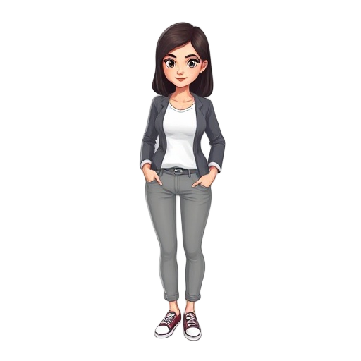 a young beautiful russian female employee, 25 years old, casual modern startup outfit with minimalist style, shoulder-length straight dark hair, clear bright eyes, confident and friendly expression
