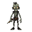 front facing idle zombie with a rusty sword in his right hand