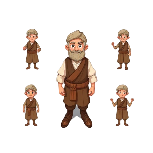 create a peasant character with movements in all 4 directions