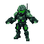 futuristic cyber soldier, glowing green exosuit with tactical hud display, dual plasma pistols, high-tech targeting system, cybernetic arms with auto-reload mechanisms, combat-ready stance, isometric 