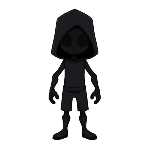 a character all black having a shadowy apperance and having no expression
