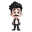 curly hairs guy with small mustache, portrait, black and white colors