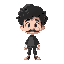 curly hairs guy with small mustache, portrait, black and white colors