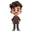 curly hairs guy with small mustache, portrait