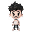 curly hairs guy with small mustache, portrait, black and white colors