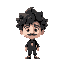 curly hairs guy with small mustache, portrait, black and white colors