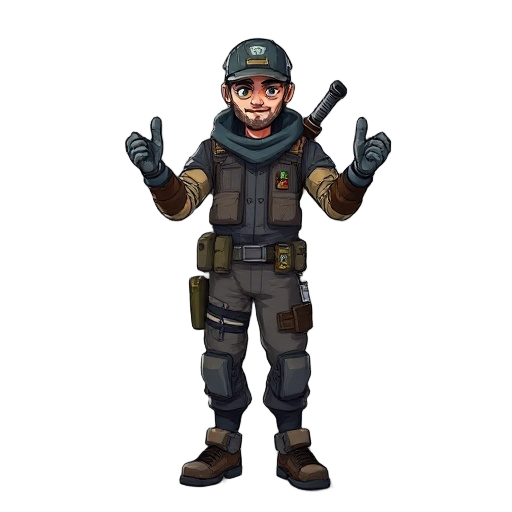 cyberpunk engineer warrior in t-pose