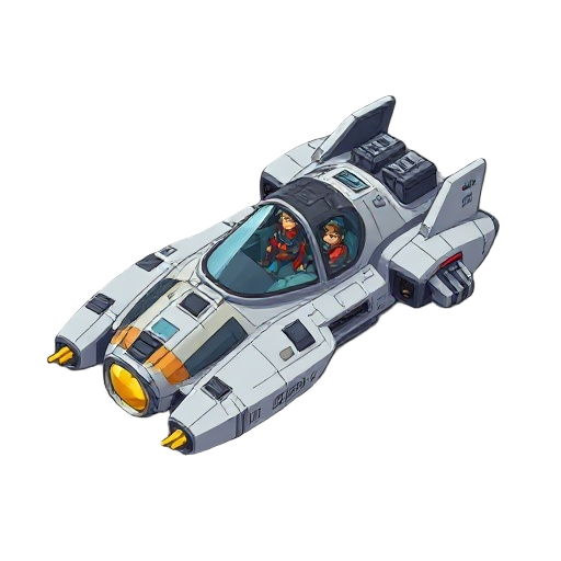 a spacecraft for 3 crew members, with cargo capacity, similar to a combat spaceship