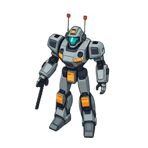 a mecha like method-2 for 1 pilot, 3 meters tall, drill arm, and another arm with a laser weapon, for space exploration