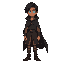a guy (looking 16-17 years old) wearing a cloak, apparently a blue-eyed wizard (for the west) simple... slightly dark-skinned character with long dark hair