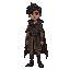 a guy (looking 16-17 years old) wearing a cloak, apparently a blue-eyed wizard (for the west).. slightly dark-skinned character with long dark hair