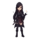 make me a cool woman long hair assassin with mage type and make it pixelated 