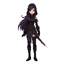 make me a cool woman long hair assassin with mage type and make it pixelated 