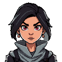 make me a cool woman assassin with mage type and make it pixelated 