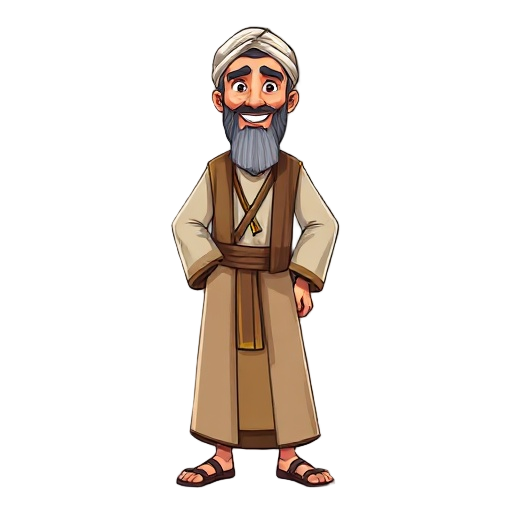 a middle eastern man with long clothes, a smiling face, and tall.