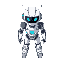 un robot blanco y azul 