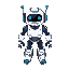 quiero un robot feliz en cual principalmente sea blanco y que tenga partes azules 