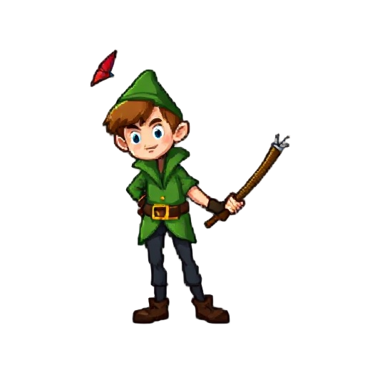 generate the walk sheet peter pan/robin hood pixel game charater