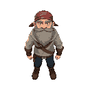 a legendary hero, no helmet, full beard, bandana covering head, wears a hoodie, 