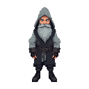 a full bearded hoodie weaaring cyberpunk wizard