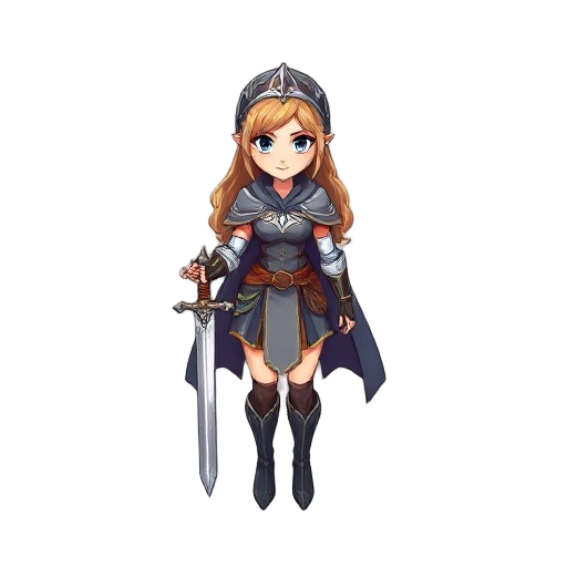 heróina com espada roupa de princesa guerreira deixe pixel uma versão pequena pra jogos estilo emoticon menor