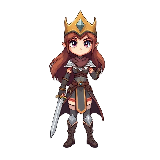 heróina com espada roupa de princesa guerreira deixe pixel uma versão pequena pra jogos estilo emoticon