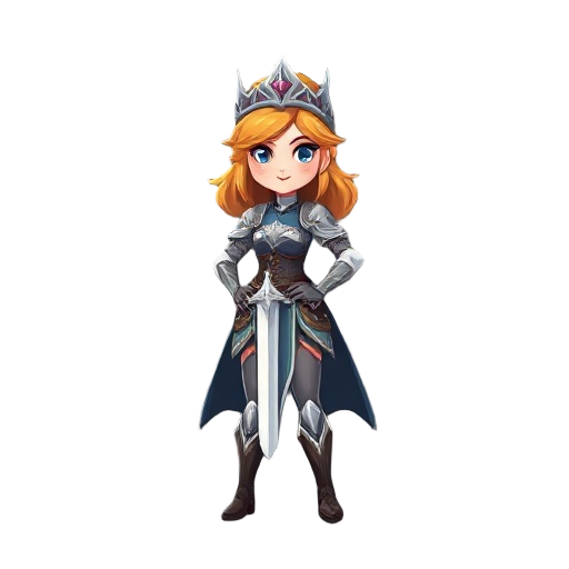 heróina com espada roupa de princesa guerreira deixe pixel uma versão pequena pra jogos estilo emoticon menor