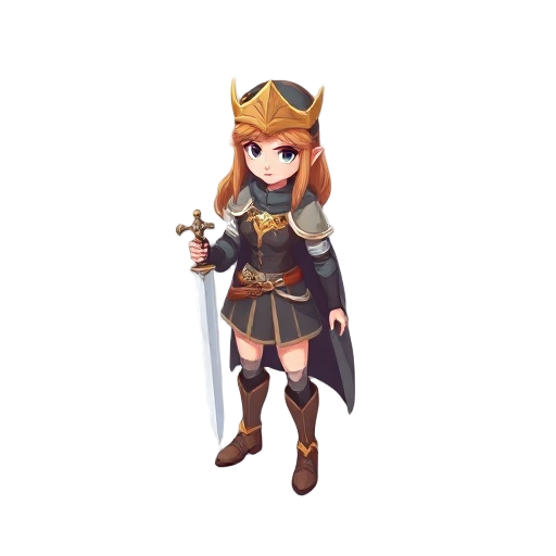 heróina com espada roupa de princesa guerreira deixe pixel uma versão pequena pra jogos estilo emoticon menor