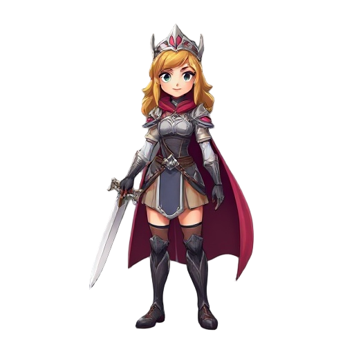 heróina com espada roupa de princesa guerreira