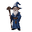 old wizzard inblue robe with staff