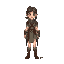 girl, warrior, with cloths like middle ages warriors