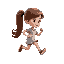 running girl, long brown hair, side view