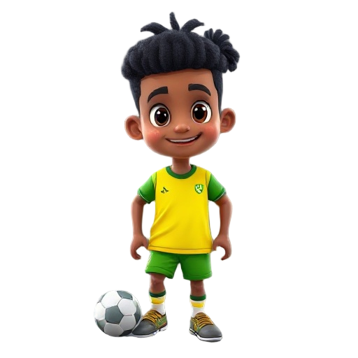 soccer player, wearing neon yellow bib, with green shorts, curly black curly hair with pony tail
