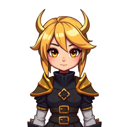 64 bit 2d female pixel character model tcs gold, gothich outfit,