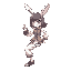 rabbit girl with moon shaped hair, wearing a kung fu vest with long sleeves, kung fu pants, standing with one leg doing an idle stance