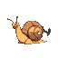 snail wears weapon with scary face
