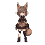 a half fox demon girl wearing masochist clothes and with chains on her  body