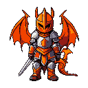 epic knight with dragon colours orange and red
