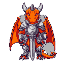 epic knight dragon orange and red