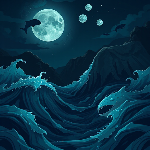 ocean, seamless, dark, play station 1 horror art style