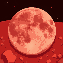 generate a seamless, procedural pixel art texture of rough red sand on a moon. features natural, organic patterns with deep reds and rusty tones, ensuring smooth tiling without visible seams.