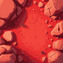 red sand, top down view