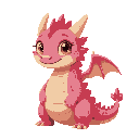 a cute pink dragon lying