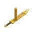 a dull gold chinese sword with a simple symmetrical shape like an obelisk, engraved with an intricate geometric pattern, with 6 chinese characters written on the blade near the hilt