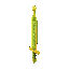 a golden-green chinese sword with a simple shape like an obelisk, engraved with an intricate geometric pattern, with 6 chinese characters written on the blade near the hilt