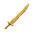 a dull gold chinese sword with a simple symmetrical shape like an obelisk, engraved with an intricate geometric pattern, with 6 chinese characters written on the blade near the hilt