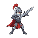 a knight with a two hand sword, posing attacking