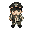crie sprites simples, personagem sobrevivente, com regata branca estilo americana, um chapeu preto estilo beiseboll, bermuda verde logo tipo estilo exercito "cargo", uma chinela avaiana. as caracteristicas sao pele parda, e cabelo marrom. "observacao" o j