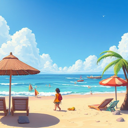 beach scene,