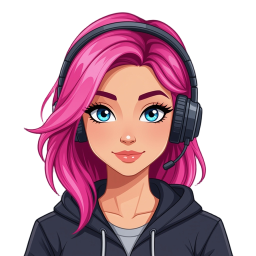 female hacker with pink hair